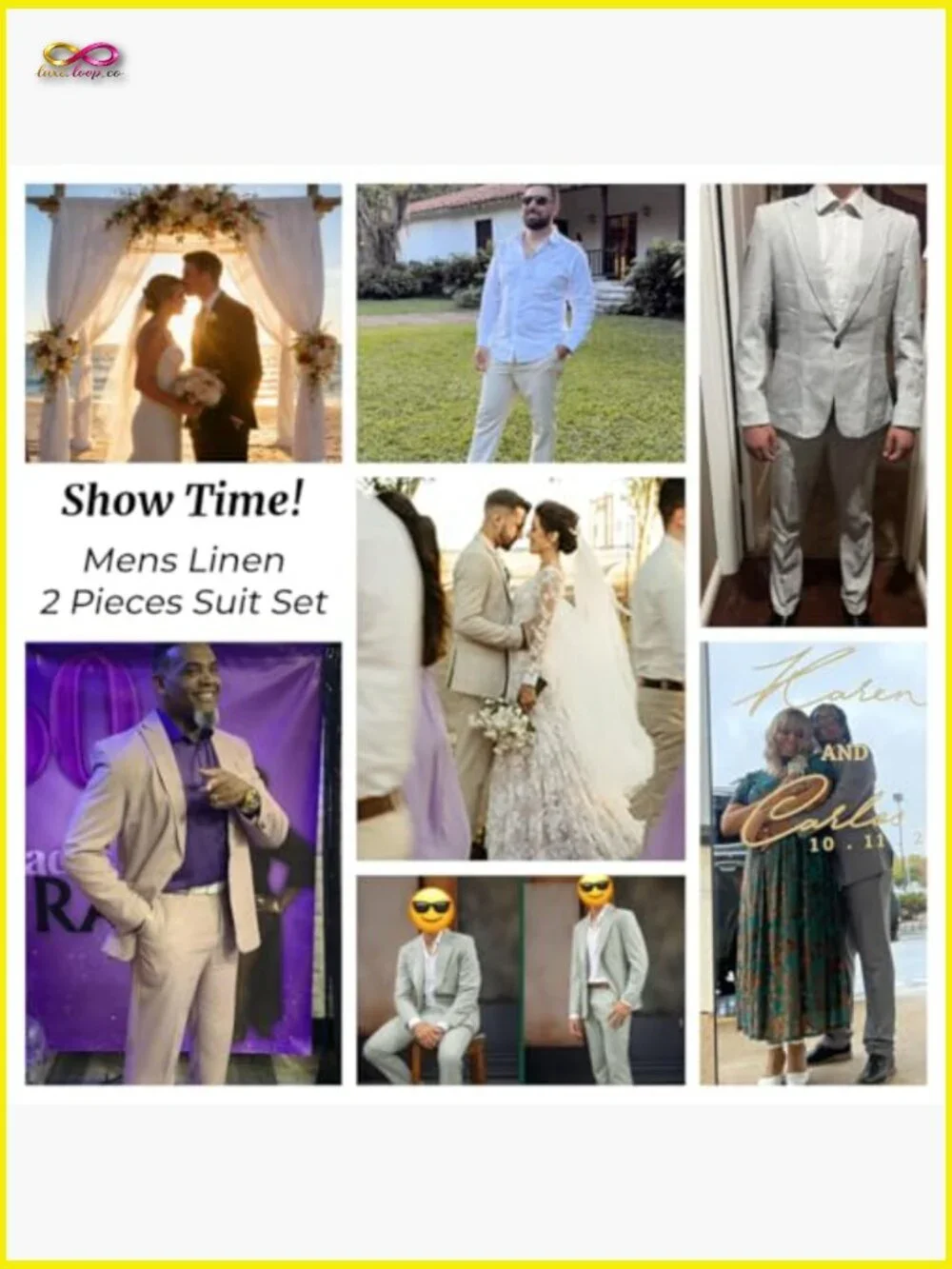Linen Suit Set Slim Fit Peak Lapel Blazer Pants Elegant Summer Wedding Tuxedo